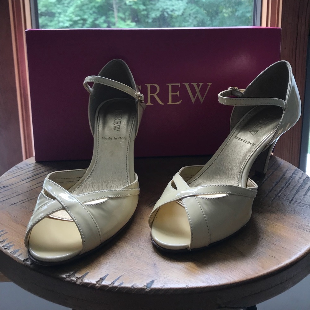 J Crew Patent Leather Peep toe Heels